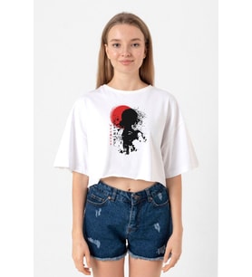 Violet Evergarden Anime Dark Poster Beyaz Kadın Crop Tshirt