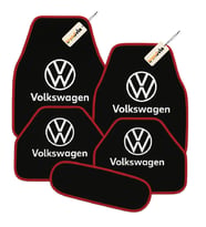 Volkswagen Oto Halı Paspas Seti 5 Parça  Şık Tasarım, Kaymaz Taban, Kolay Temizlenir (Siyah-Kırmızı)
