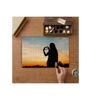 Gün Batımında Silüet Oluşturma Tasarımı 240 parça Ahşap Puzzle Ahşap Kutuda MP00571