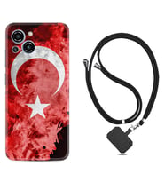 Reeder S23 Max Pro Kılıf Resimli Boyun Askılı İpli Desenli Silikon Şanlı Türk Bayrağı 1315