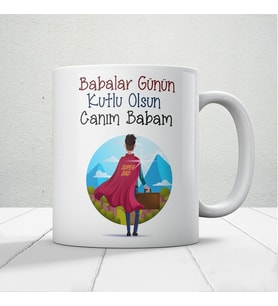 Babalar Günün Kutlu Olsun Canım Babam Baskılı Babalar Günü Kupa Bardak Mod3