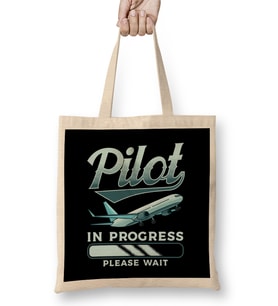 Funny Pilot In Progress Please Wait Airplane Pilot Bez Çanta Uzun Saplı
