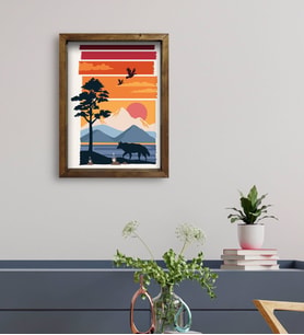 BK Gift Otel Odası Konseptli Doğal Masif Ahşap Çerçeveli Tablo 45x65cm-21