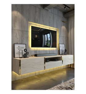 KARNAVAL LEDLİ DUVARA MONTE TV SEHPASI 150 CM - TRAVERTEN - GDM-1506-8