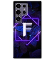 Galaxy S24 Ultra Kılıf HD Desen Baskılı Kılıf - Dark Neon Yaprak F Harfi