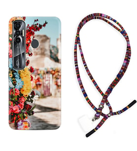 Tecno Spark 6 6 Go 8C 8 Pro 7 7 Pro Kılıf Boyun Asklı Rasta Silikon Gerçek Çiçekler 1743