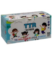 Ttr Facemask Tek Kullanımlık Çocuk Maske Beyaz 50 Li
