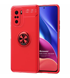 Microsonic Xiaomi Mi 11i Kılıf Kickstand Ring Holder Kırmızı