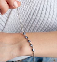 925 Ayar Gümüş Opal Taşlı Bileklik (Lacivert)
