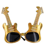 Altın Renk Rockn Roll Gitar Şekilli Parti Gözlüğü 15X15 Cm