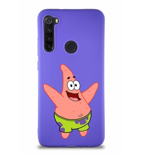 Xiaomi Redmi Note 8 Soft Premier Kapak Patrick Yıldız Tasarımlı Silikon Kılıf - Mor (Şeffaf)