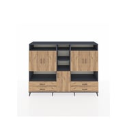 Hyperion Dolap 12 Raflı 4 Çekmeceli 5 Kapaklı 220x44x163 Antrasit-Çam
