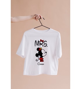 Minnie Mouse Sevgili Çift Tasarımlı Tişört Kişiye Özel ( Unisex - Büyük - Çocuk )