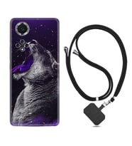 Huawei Nova Y70 Y90 Nova 9 SE  Kılıf Boyun Askılı Silikon Purple Leopar 1750