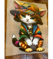 ÜTÜ İLE YAPIŞAN KEDİ TRANSFER BASKI ARMA 24X18 CM