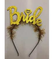 Altın Renk Bekarlığa Veda İtalik Yazı Alyanslı Bride Taç