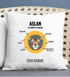 Kişiye Özel Aslan Burcuna Hediye Kare Yastık
