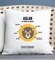 Kişiye Özel Aslan Burcuna Hediye Kare Yastık