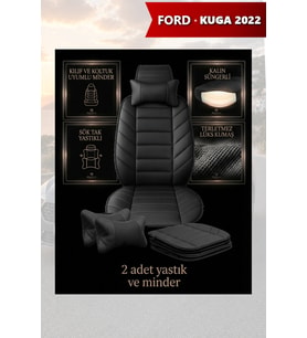 kuga 2022 Koltuk ve Kılıf uyumlu Minder Yastık Lüks Siyah 2 Minder 2 Yastık