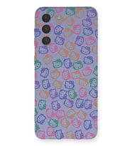 Samsung Galaxy S21 FE Uyumlu Lansman Kılıf Hello Kitty Tasarımlı İçi Kadife Kapak-Lila (Şeffaf)