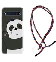 TCL 10L 10 Plus 10SE 20E 20SE 30 L7 Kılıf Boyun Asklı Rasta Silikon Hello Panda 1709