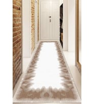 Dijital Baskılı Kaymaz Taban Yıkanabilir Modern Yolluk Ve Koridor Halısı NDU-HT-1038 (Kahverengi)