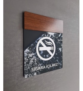 Wooden Serisi Sigara İçilmez Uyarı Tabelası
