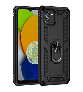 Newface Samsung Galaxy A03 Kılıf Sofya Yüzüklü Silikon Kapak - Siyah