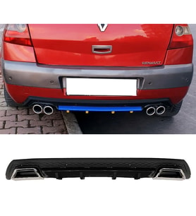 Renault Megane 2 Siyah Difüzör Çiftli Kare Egzoz Görünümlü D Tip Difizör 2002 - 2009