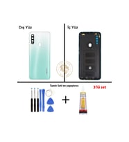 Oppo A31 Yeşil Uyumlu Arka Kapak + Yapıştırıcı ve Vida Seti Arka Cam Batarya Pil Kapağı Lazer Kesim