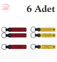 Kırmızı & Sarı, 6’lı Set, İsim Yazılabilen Deri Anahtarlık, Aile Pikniklerine Özel Hatıra
