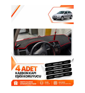 SEAT IBIZA (1998-2001) Uyumlu Ön Torpido Koruma Kılıfı Halısı - Siyah Kırmızı