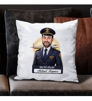 Kişiye Özel Hediye Karikatürlü En İyi Erkek Pilot Yastık