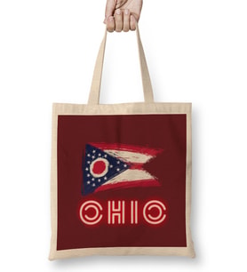 Ohio state flag gift - vintage Retro Rainbow Style Bez Çanta Uzun Saplı