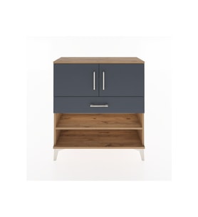 Arges Şifonyer 3 Raflı Tek Çekmeceli 2 Kapaklı 88x30x96 Çam-Antrasit