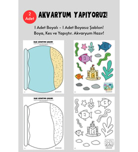Akvaryum Şablonu, 2 Adet A4 Boyut, Kalın Kağıt.