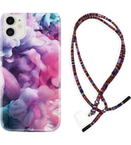 Apple iPhone 11 12 13 Mini Kılıf Boyun Asklı Rasta Silikon Pink Cloud 1305