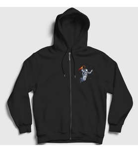 Presmono Unisex Siyah Dunk Astronaut Space Astronot Uzay Fermuarlı Kapüşonlu Sweatshirt 282347tt