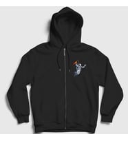 Presmono Unisex Siyah Dunk Astronaut Space Astronot Uzay Fermuarlı Kapüşonlu Sweatshirt 282347tt