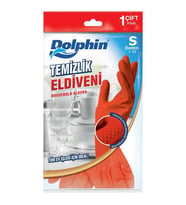 Dolphin Lateks Bulaşık Temizlik Eldiveni - Kırmızı - Small Boy ( Küçük ) - 7-7,5 - 1 Çift - Paket