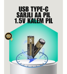 1.5V AA Şarjlı Lityum Pil 1000+ Kez Şarj Edilebilir Hızlı Type-C Şarj (2 Adet)