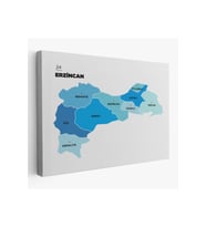 Erzincan  İli ve İlçeler Haritası  Dekoratif Kanvas Tablo 1335