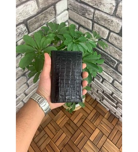 Guard Croco Baskılı Siyah Pasaport Kılıfı - GRD2403XW22407
