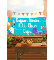 Kişiye Özel Su Altı İsimli Doğum Günü Pankartı, Doğum Günü Afişi, Çocuk, Bebek İyi ki Doğdun Banner 50x150cm (Yeşil)