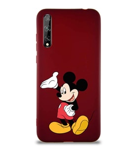 Huawei P Smart S Soft Premier Kapak Mickey Mouse-C Tasarımlı Silikon Kılıf - Mürdüm (Şeffaf)