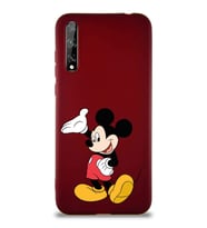 Huawei P Smart S Soft Premier Kapak Mickey Mouse-C Tasarımlı Silikon Kılıf - Mürdüm (Şeffaf)