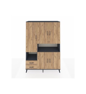Hyperion Gardrop 10 Raflı 2 Çekmeceli 5 Kapaklı 132x44x195 Antrasit-Çam