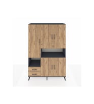 Hyperion Gardrop 10 Raflı 2 Çekmeceli 5 Kapaklı 132x44x195 Antrasit-Çam
