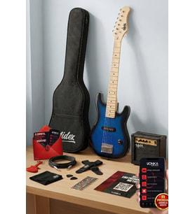 Midex CEG-30BL 4-6 Yaş Çocuklar İçin Amfili Full 1/4 30 İnç Elektro Gitar Seti Blue Black