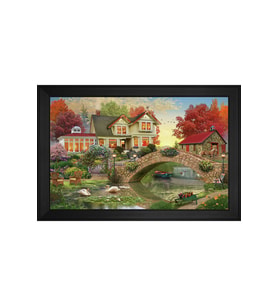 Manzara Temalı Kanvas Tablo 50 x 70 cm Siyah Çerçeve